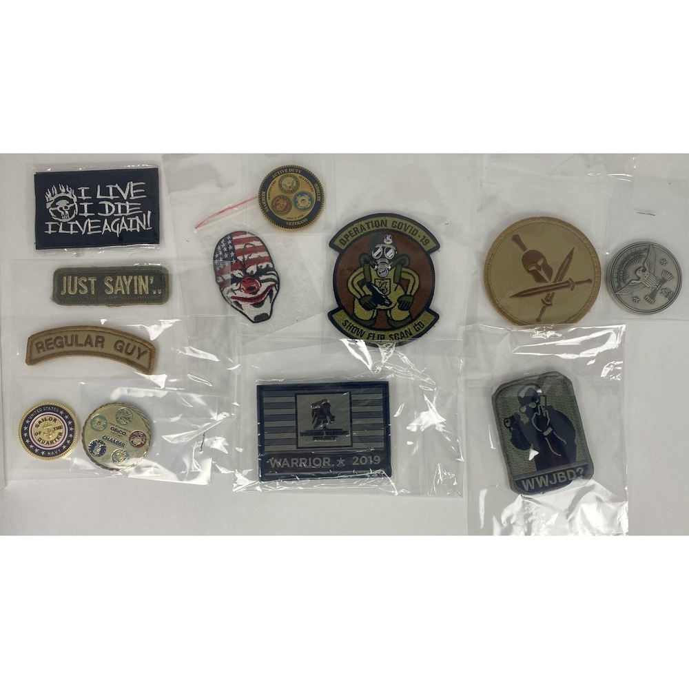 Tactical Patches And Military Challenge Coins Mixed Lot